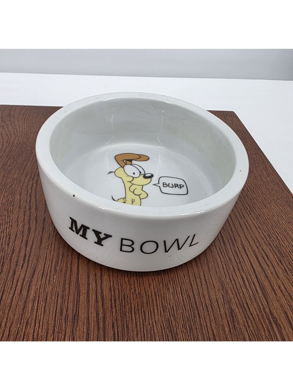 Vintage Odie Burp My Bowl Dog Dish 5" White Ceramic Pet Food Water Garfield PAWS